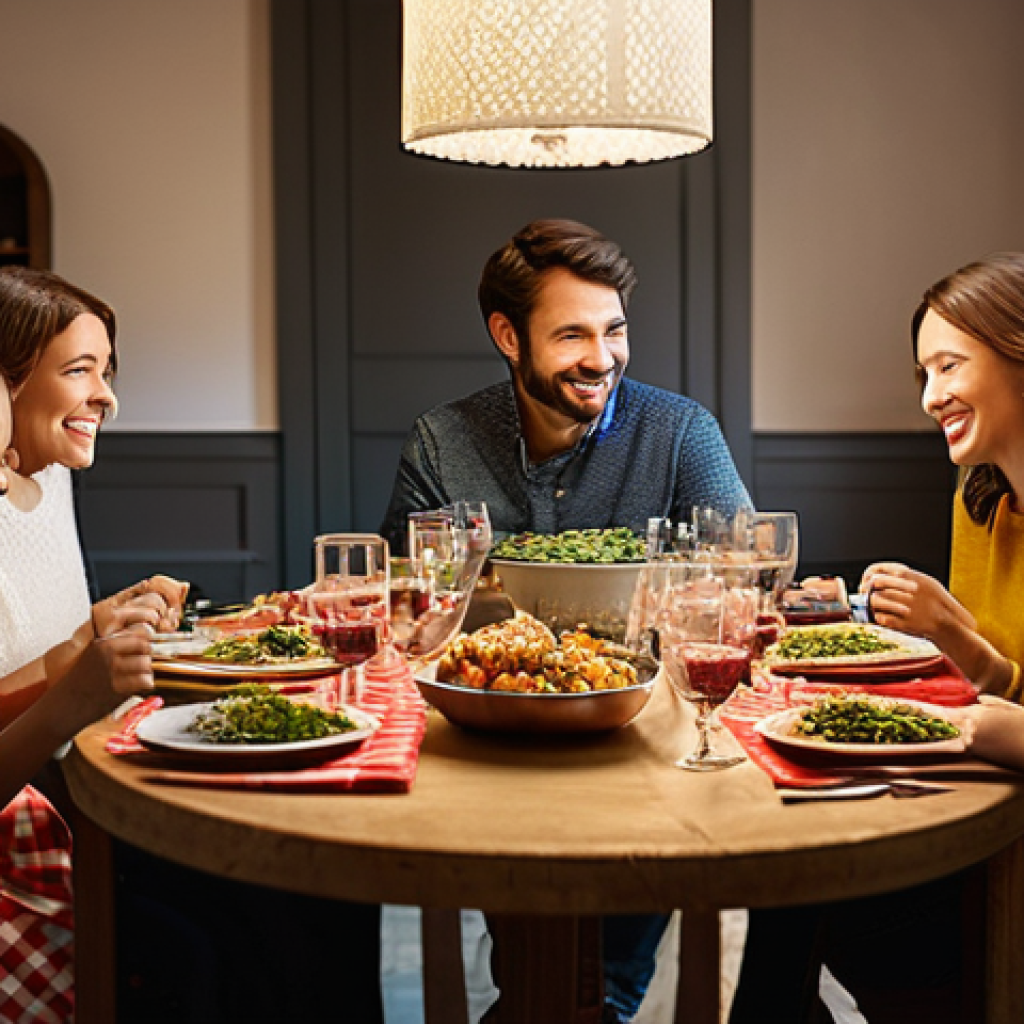 레바논의 주요 신문사와 언론 정보 - **Prompt 1:** A heartwarming family dinner scene. A diverse family of four, including two parents in...