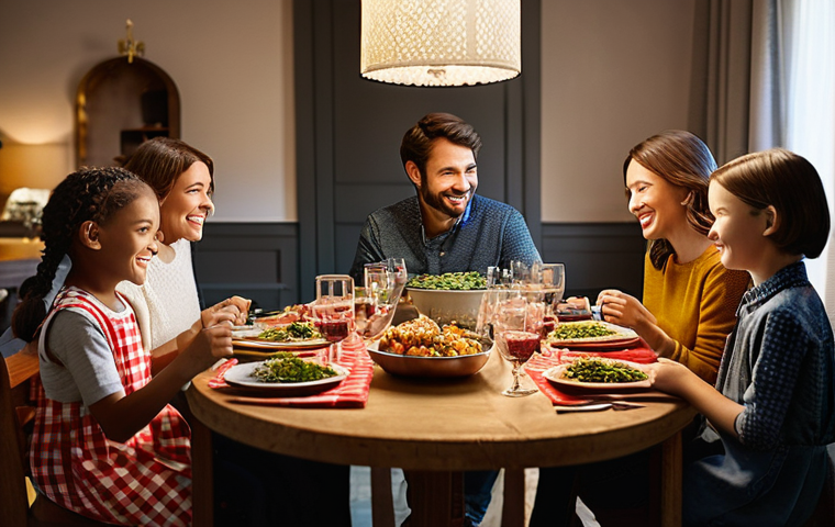 레바논의 주요 신문사와 언론 정보 - **Prompt 1:** A heartwarming family dinner scene. A diverse family of four, including two parents in...